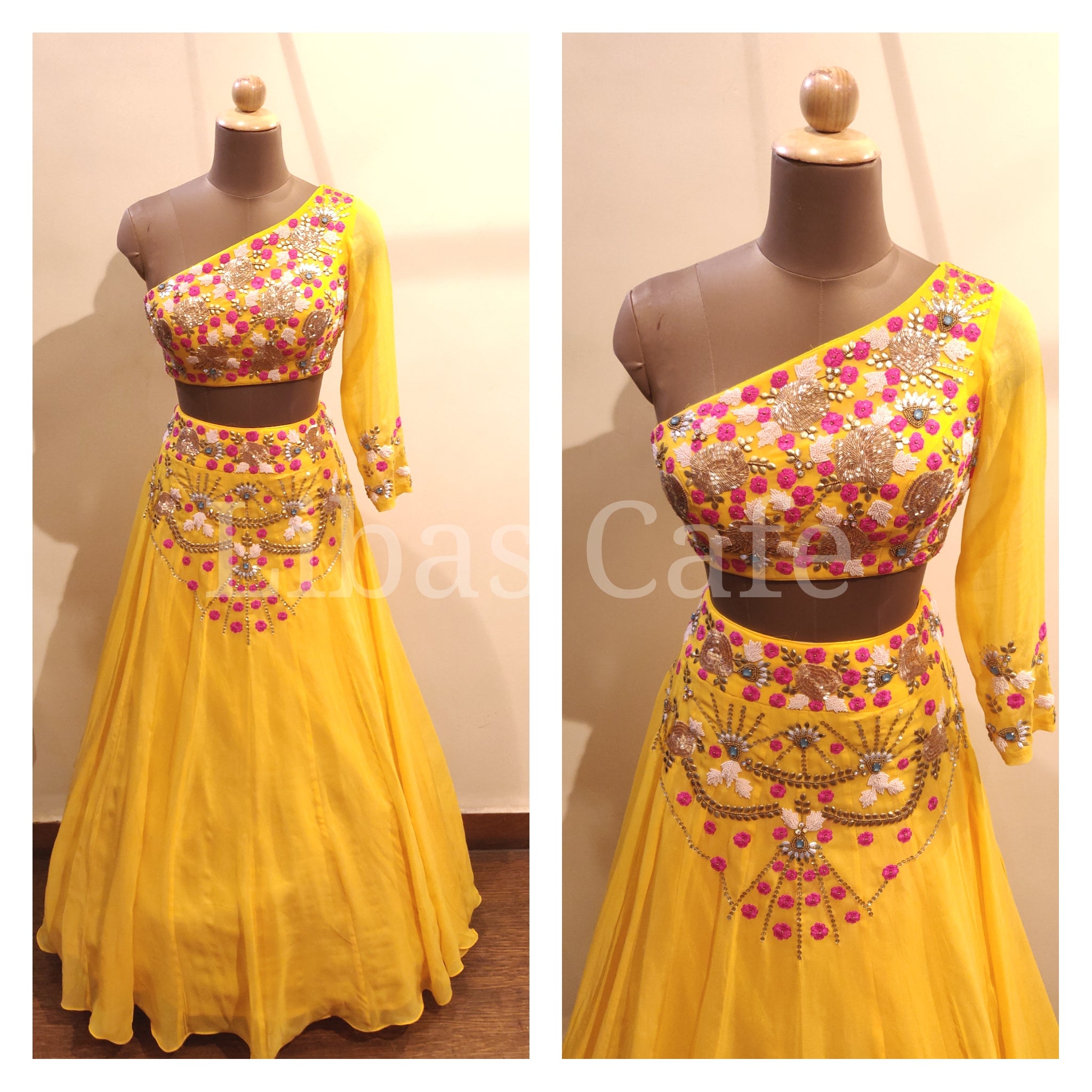 Yellow Colorful Embroidered Lehenga